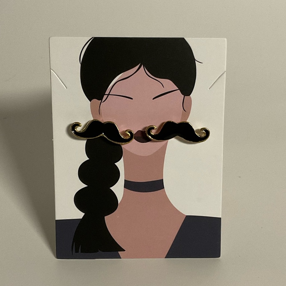 Mustache Earrings Black